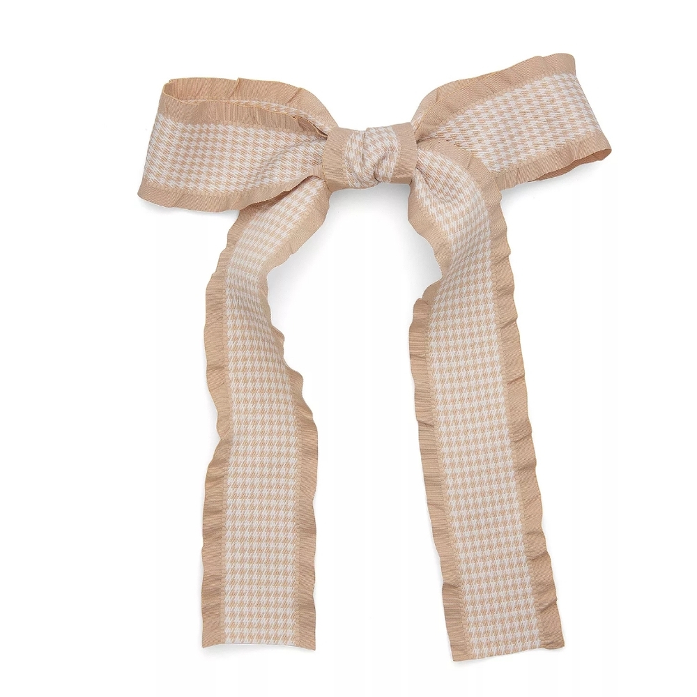 New Ella Shea Printed Fabric Hair Bow With Barrette Clip